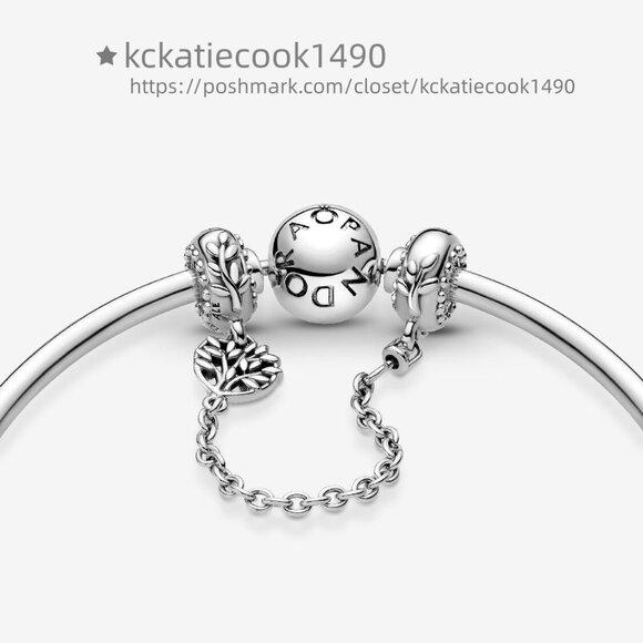 Pandora Heart Family Tree Safety Chain Charm - Picture 1 of 4